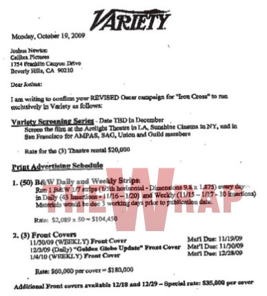 Variety Iron Cross lawsuit front page